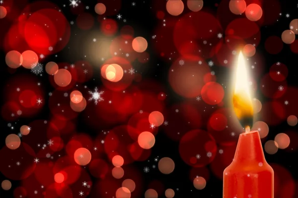 Candle against red glowing dots — Stock Photo, Image