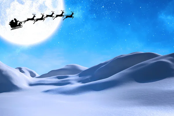 Silhouette du Père Noël et des rennes — Photo