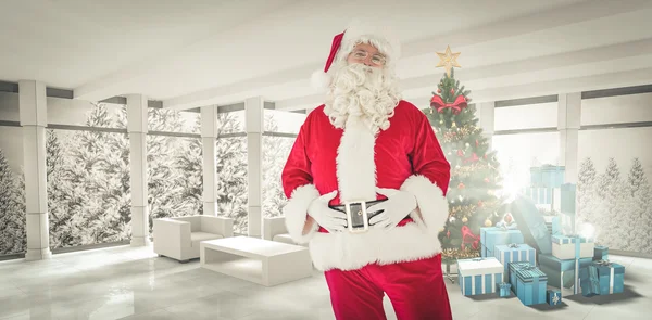 Babbo Natale che tiene la pancia — Foto Stock