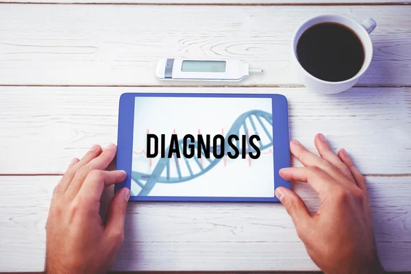 Diagnosis against blue medical background — Stock Photo, Image