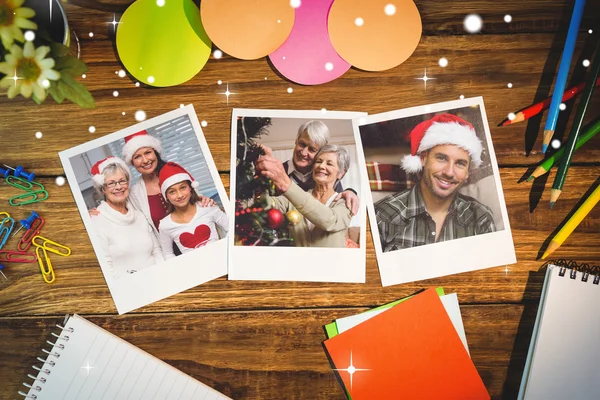 Office supplies with instant photos — Stock Photo, Image