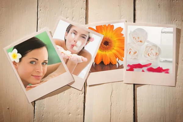 Instant photos of women at spa center — Stock Photo, Image