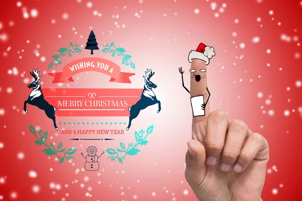 Noel Baba şapkası ile insan parmak — Stok fotoğraf