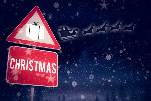 クリスマスの道路標識の合成画像 — ストック写真