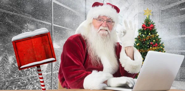 Santa visar okej gest — Stockfoto