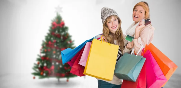 Hermosas mujeres sosteniendo bolsas de compras —  Fotos de Stock