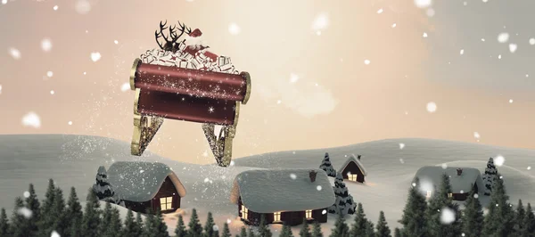 Santa claus flying in sleigh — Stock Photo, Image