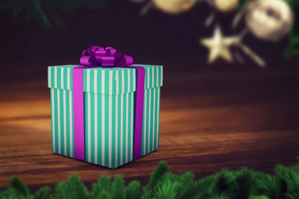 Christmas gift with ribbon — Stock Photo, Image