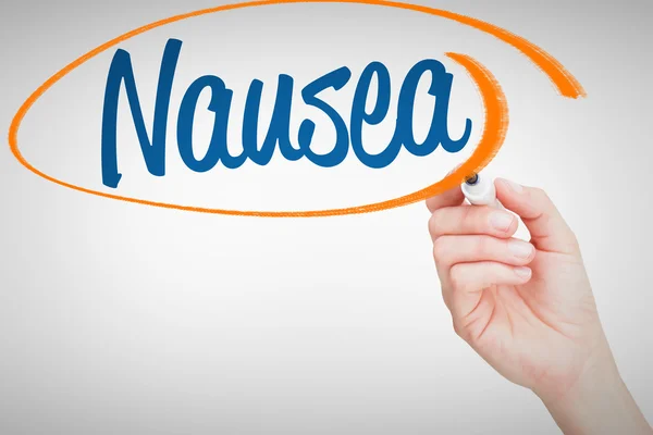 Nausea against female hand — Stock Photo, Image