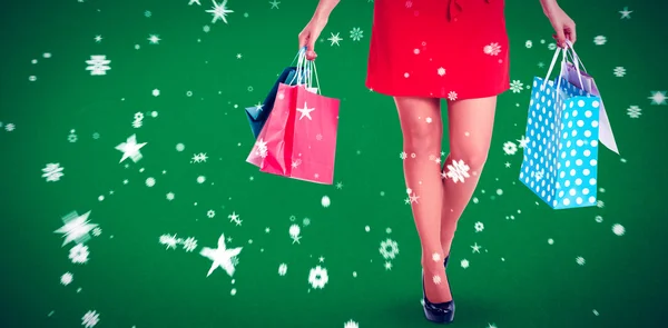 Woman standing with shopping bags — Stock Photo, Image