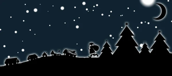 Immagine composita della silhouette della scena di Natale — Foto Stock
