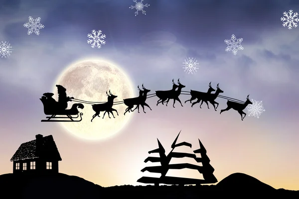 Christmas scene silhouette — Stock Photo, Image