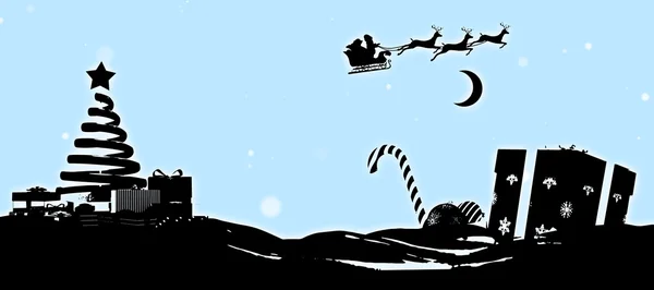 Композитное изображение силуэта рождественской сцены — стоковое фото