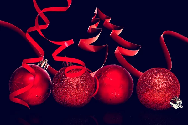 Christmas decorations on black background — Stock Photo, Image