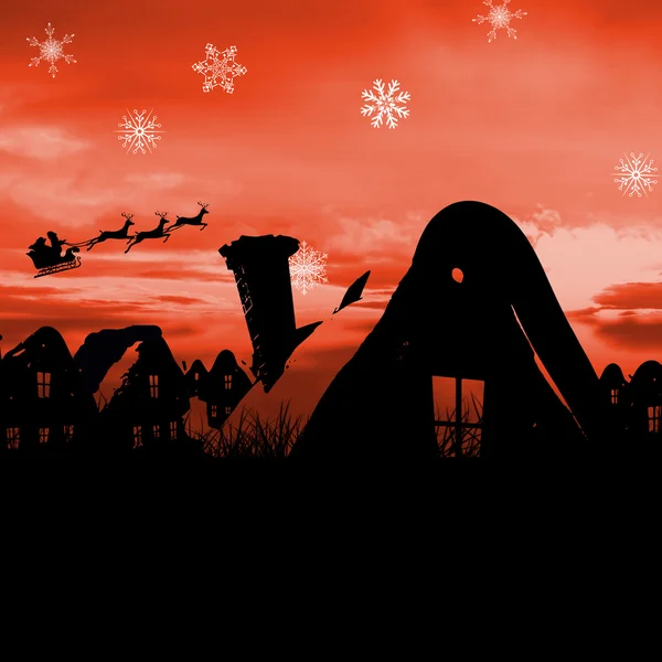 Imagem composta de silhueta de cena de Natal — Fotografia de Stock