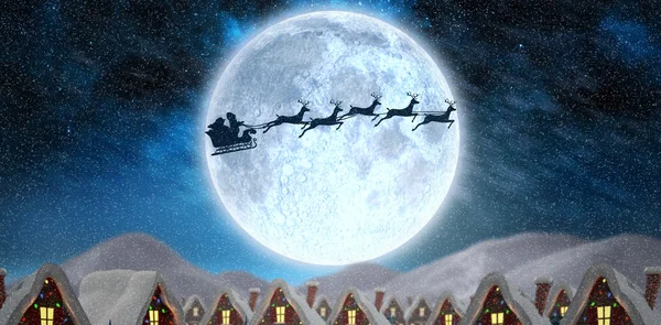 Weihnachtsmann bringt Geschenke ins Dorf — Stockfoto