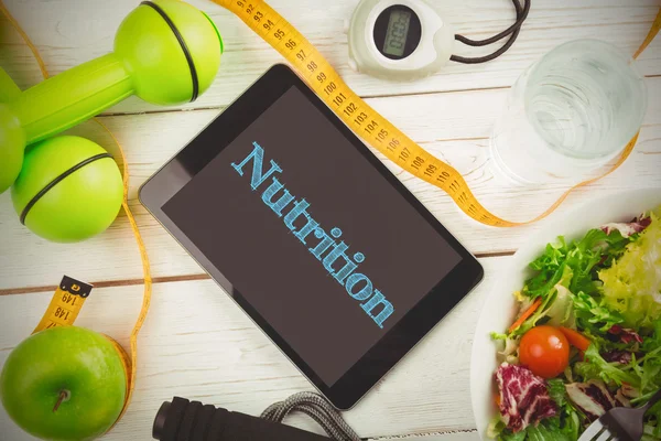 Nutrition against fit persons desk — Stock Photo, Image