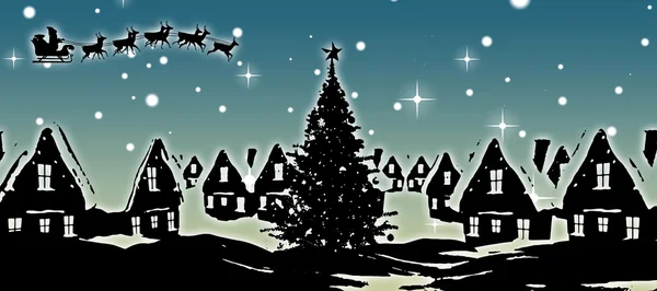 Kerstmis scène silhouet — Stockfoto