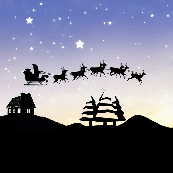 Složený obrázek vánoční scéna siluety — Stock fotografie