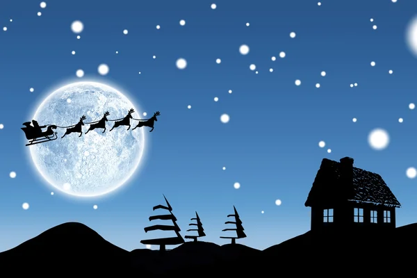 Christmas scene silhouette — Stock Photo, Image