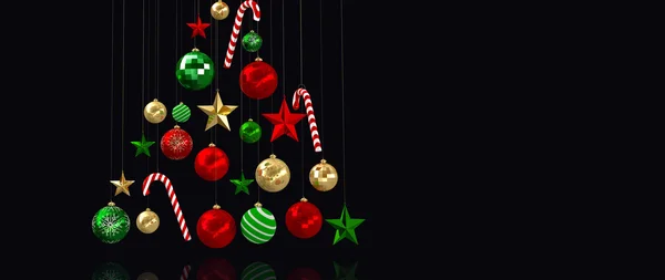 Weihnachtsdekoration auf schwarzem Hintergrund — Stockfoto
