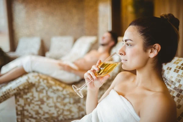 Woman enjoying her champagne — Stock Photo, Image