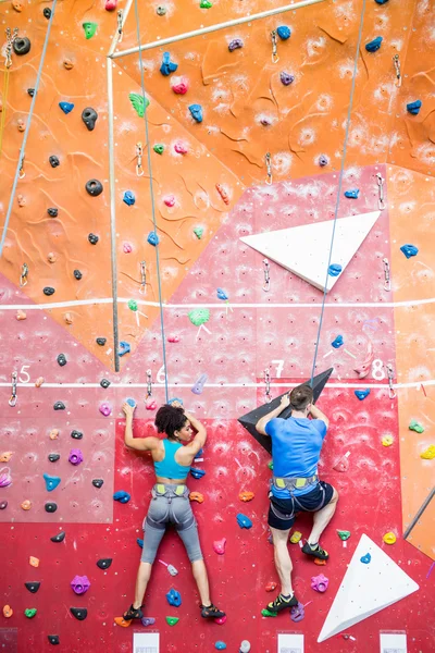 Ajuste pareja escalada en roca — Foto de Stock