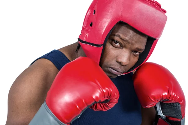 Fit hombre boxeo con guantes — Foto de Stock