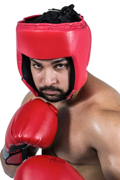 Kaslı adam eldiven boks — Stok fotoğraf
