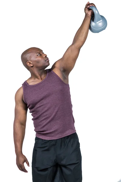 Fit homme exercice avec kettlebell — Photo