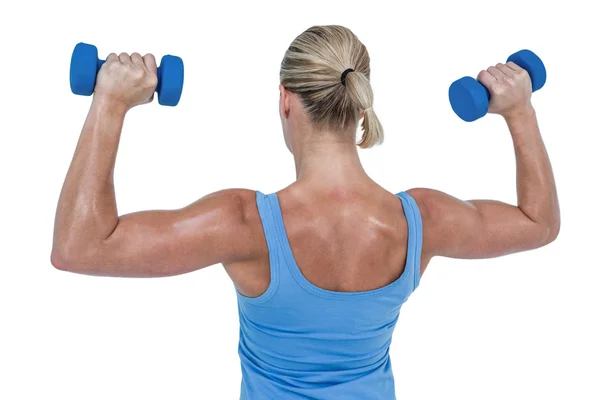 Mujer haciendo ejercicio con pesas — Foto de Stock