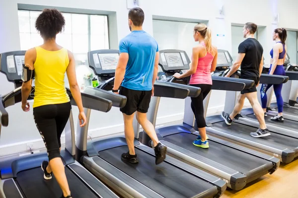 Ajustar a la gente caminando en las cintas de correr — Foto de Stock