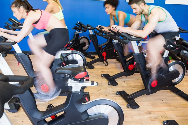 Fitte Menschen in einer Spin-Klasse — Stockfoto