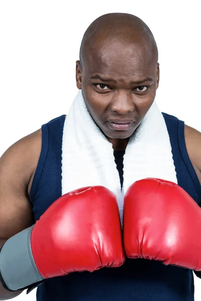 Fit man boxing with gloves — Stock Photo, Image