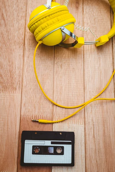 Close up view of old tape and headphone — Stock Photo, Image