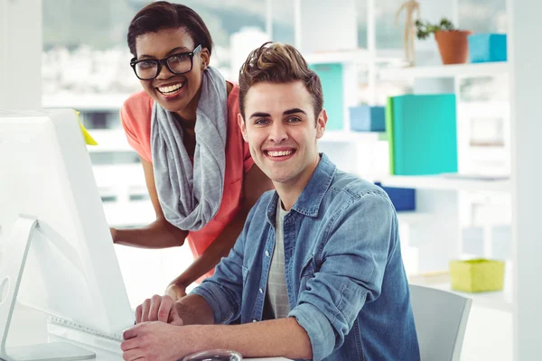 Creative business team working hard together — Stock Photo, Image