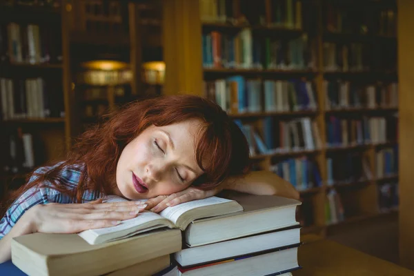 Starší student studuje v knihovně — Stock fotografie