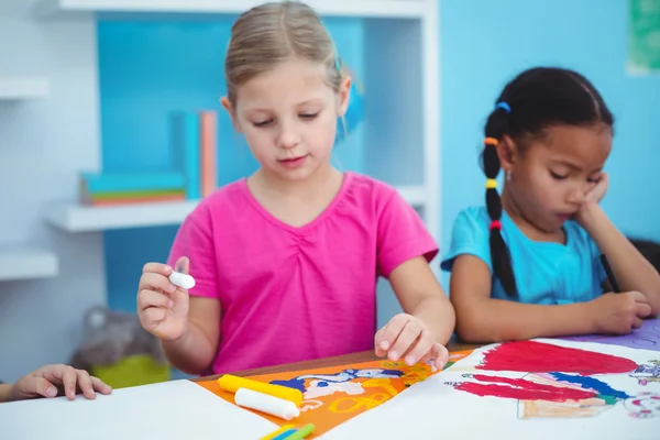 Happy kids all drawing pictures — Stock Photo, Image