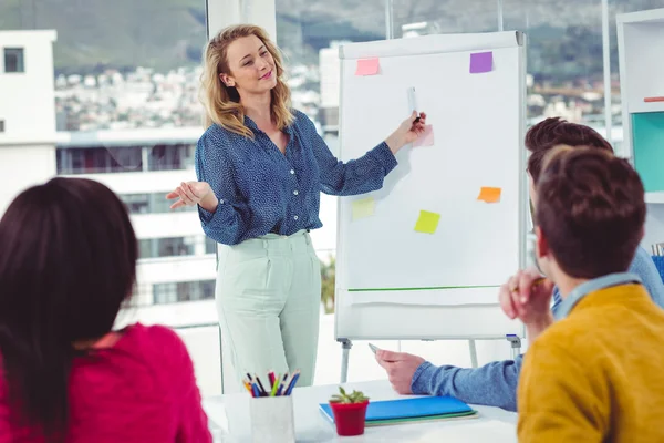 Donna d'affari creativa che dà una presentazione — Foto Stock