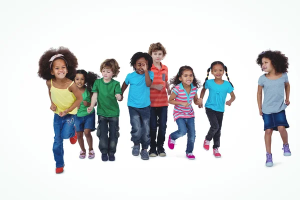 Row of children standing together — Stock Photo, Image