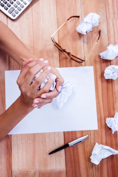 Part of hands making paper ball — Stock Photo, Image