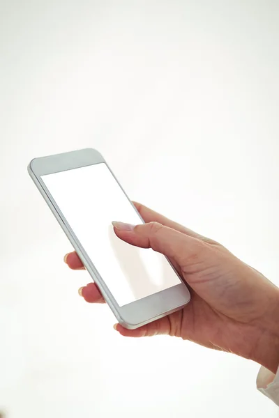 Cropped hand using smartphone — Stock Photo, Image