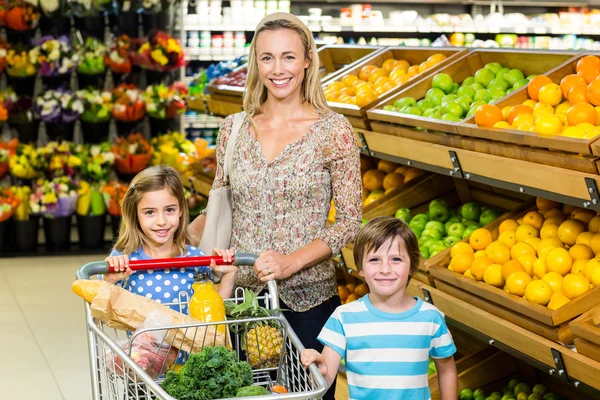 Jonge moeder met haar twee kinderen — Stockfoto