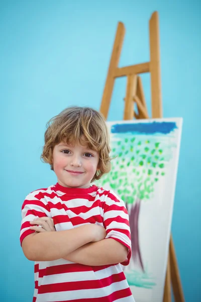 Happy boy with folded arms — Stock Photo, Image