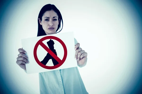 Sad woman showing sign — Stock Photo, Image