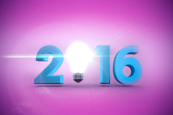 Immagine composita del 2016 con lampadina — Foto Stock