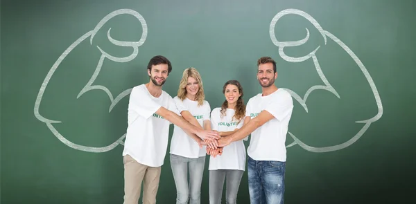 Group portrait of happy volunteers — Stock Photo, Image