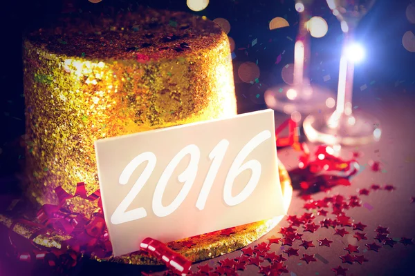 Mesa em celebração de véspera de Ano Novo — Fotografia de Stock