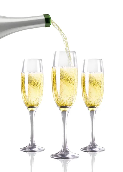 Nalití láhev šampaňského — Stock fotografie