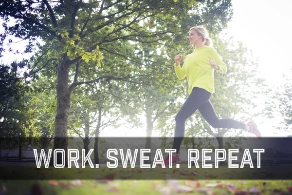 Active pretty blonde jogging — Stock Photo, Image